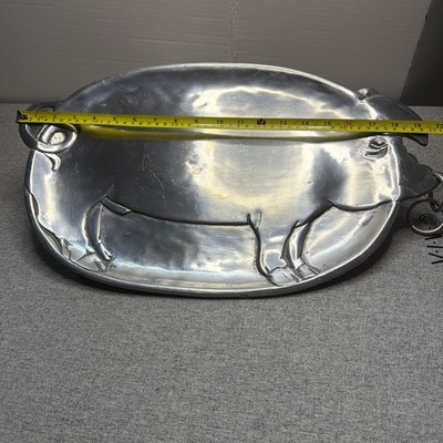 Vintage 1979 PIG HOG Shaped Platter Vandor Imports 20  Pewter