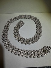 Moissanite Cuban Link Chain VVS1 Iced Out Necklace GRA Certified 22”