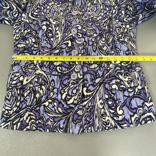 St John Womens Blazer Jacket Size M Purple Floral Paisley Buttons silk blend - Picture 10 of 15
