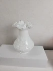 Vintage Fenton Silver Crest Spanish Lace 8" Milk Glass Vase