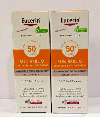 2x Eucerin Sun Spotless Brightening Face Sunscreen SPF50+ PA+++ 50ml UVA UVB Pro