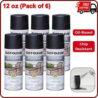 Rust-Oleum 7220830-6PK Stops Rust Textured Spray Paint, Black, 12 oz - 6 Pack