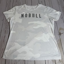 NOBULL Camo Short Sleeve Logo T Shirt Womens Large White Gray Lifting Crossfit