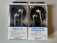 Mobilcharge Earbuds With Mic And Carrying Bag New 3.5mm Stereo Jack X2