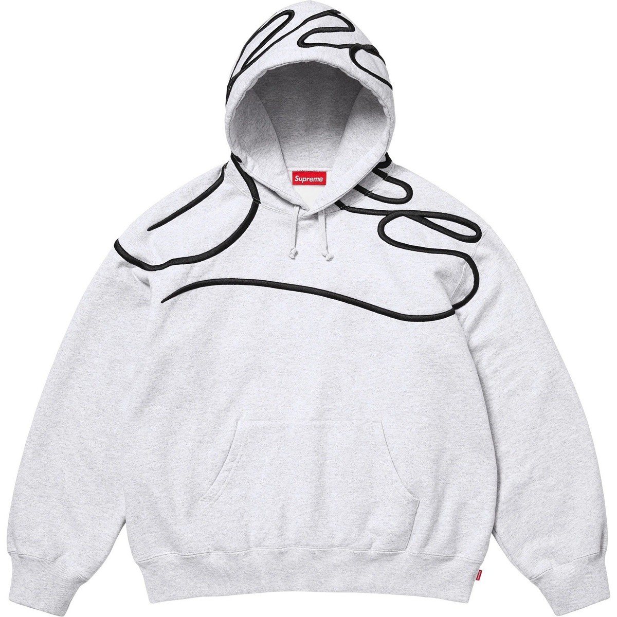 Supreme SHOULDER SCRIPT HOODED SWEATSHIRT Hoodie SS25 Ash Grey