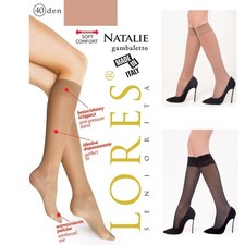 Lores Natalie sheer stockings over the calf hosiery black natural visone 40 den