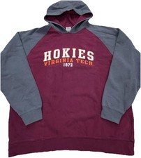 Virginia Tech Hokies Hoodie Men Large Maroon Gray Sweatshirt Sweater Raglan VTG