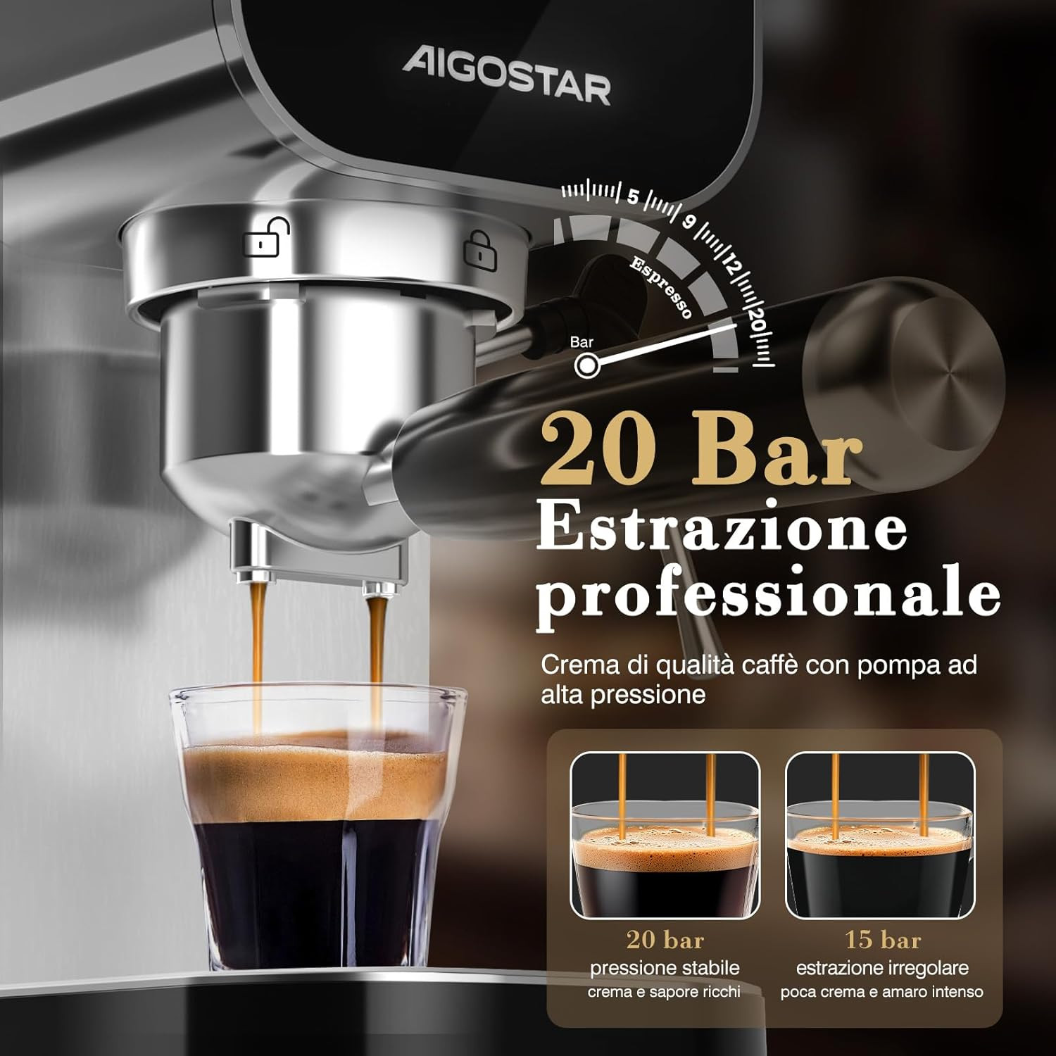 - Macchina Caffè Espresso 2-In-1, Compatibile Con Capsule E Caffè Macinato, 20 B foto 2