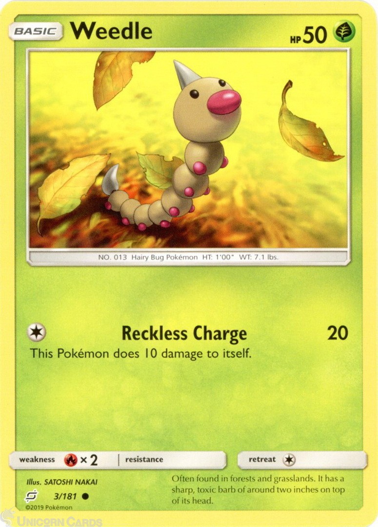 Weedle 3/181 : Common Mint/Near Mint Pokemon Card : SM09: Team Up