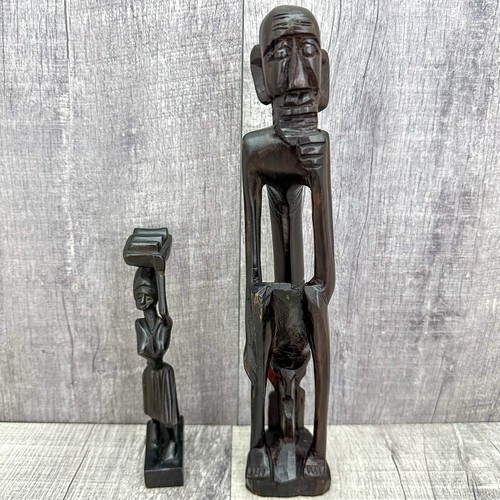 Statua tribale in legno intagliato a mano arte popolare africana Kenya vintage - Foto 1 di 12