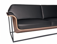 Elegantes 3-Sitzer Sofa Schwarz Holzrahmen Modernes Design