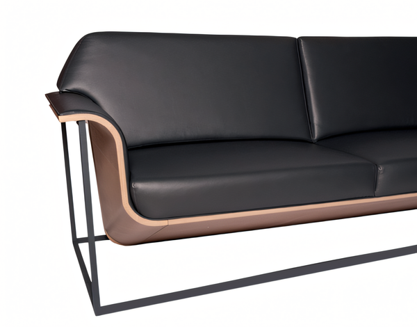 Elegantes 3-Sitzer Sofa Schwarz Holzrahmen Modernes Design-image