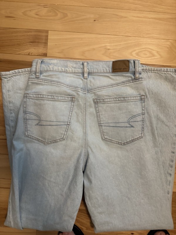 American Eagle Jeans Women's 2 Stone Wash Highest Rise Baggy Straight Leg Jeans