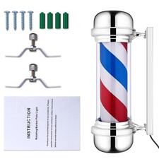 LED Outdoor Barber Pole Rotating Light Hair Salon Sign Illuminated Stripe Lamp