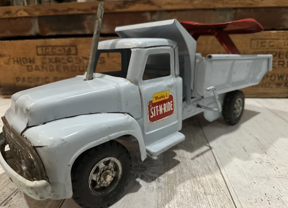 "Camión de volteo Buddy L 21"" vintage años 50 sentado y montado" Foto 3 de 4