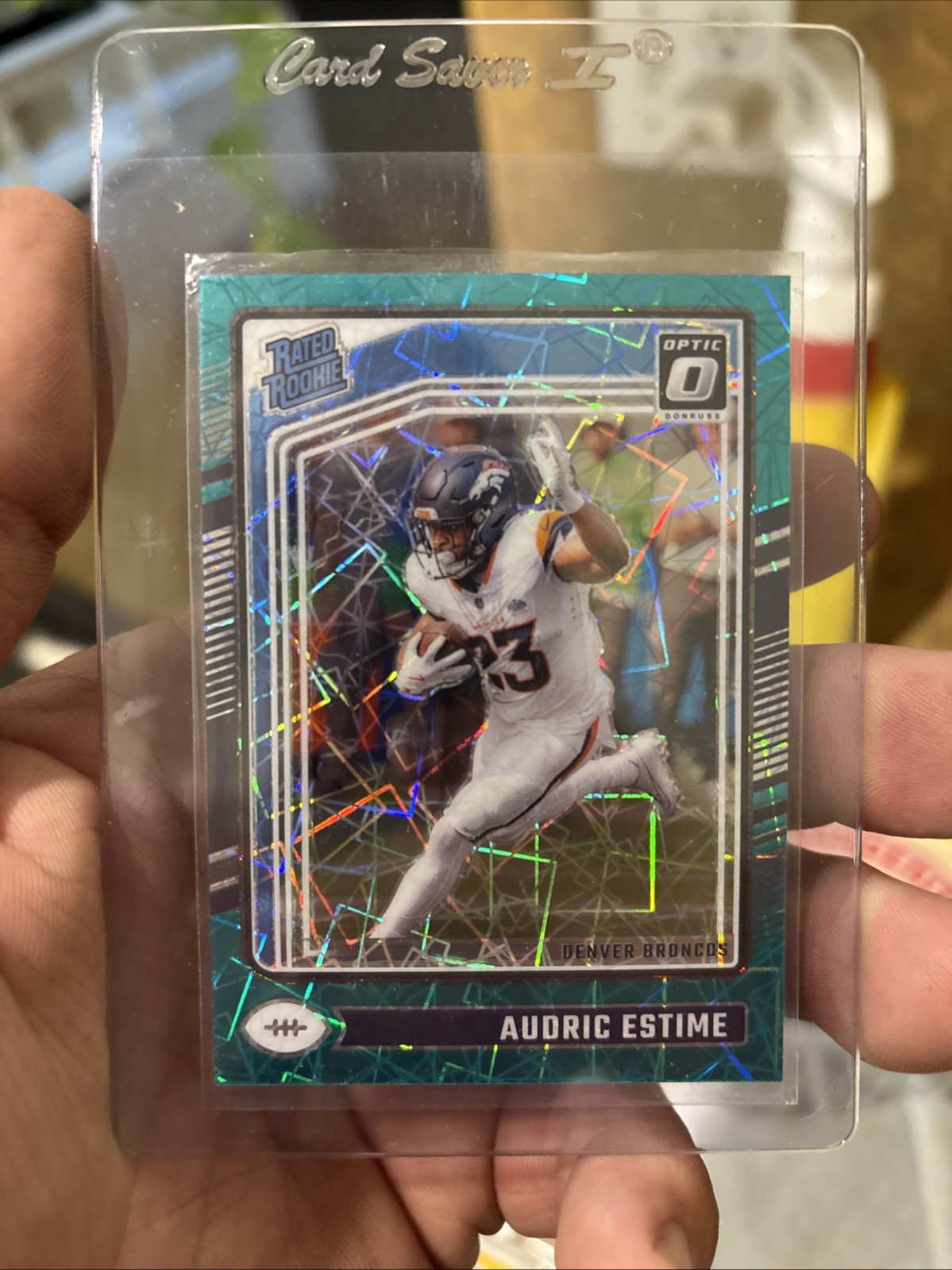 2024  Donruss Optic Audric Estime Teal Velocity 206 Rookie RC Denver Broncos SP