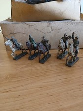 5x Lineol Reiter m. Pferd, Massefiguren, 2. Weltkrieg, Höhe ca. 10cm, s. Fotos