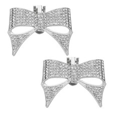 2pcs Rhinestone Shoe Clips Shoes Bowknot Accessories for Women Silver Tone