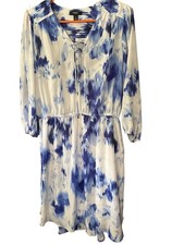 Simply Vera VeraWang Ladies PL Blue/White Crepe feeling dress w/slip 3/4 sleeve