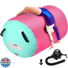 KIKILIVE Inflatable Gymnastics Air Roller Barrel Pink Green 47x35