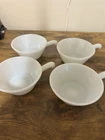 Vintage Anchor Hocking Fire King OvenProof Milk Glass Handled Soup Bowl Set Of 4