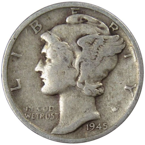 1945 S Mercury Dime VG Very Good 90% Silver 10c US Coin Collectible