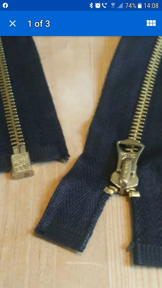 Chaqueta de latón estilo vintage Talon Repro de 1 × 22"" pulgadas cremallera  Foto 3 de 4