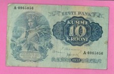 ESTONIA 10 KROONI 1937 P # 67a WOMAN IN NATIONAL COSTUME 1697