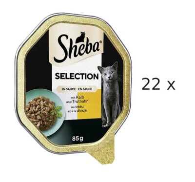 22 x 85 g SHEBA Selection in Sauce (  14,41 /kg) mit Kalb und Truthahn in Sauce
