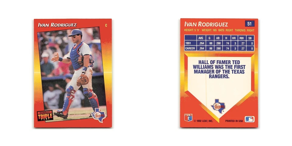 Ivan Rodriguez 1992 Triple Play #51 Texas Rangers Baseball Card NM - Image 3 of 3