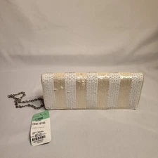 Carlisle Women's White Tan Sequins Evening purse Small bag Handbag
