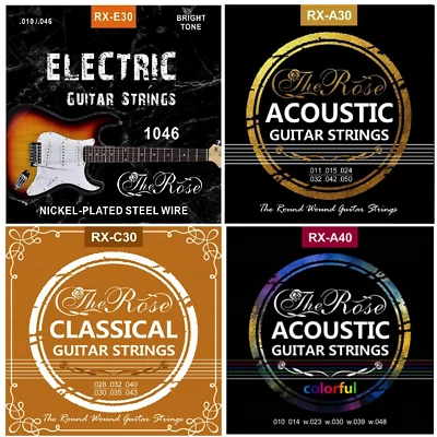 Gitarrensaiten 6x Set Akustik Klassik Western E Gitarren Bunt Stahl Nylon Saiten