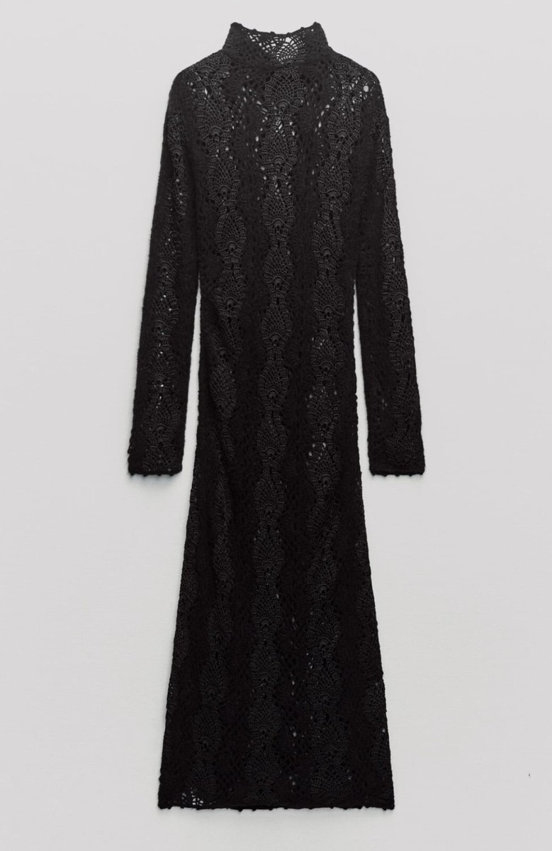 RRP $259 ZARA LONG CROCHETED KNIT DRESS LIMITED EDITION BLACK, SIZE S, M NWT | eBay RRP $259 ZARA LONG CROCHETED KNIT DRESS LIMITED EDITION BLACK, SIZE S, M NWT | eBay