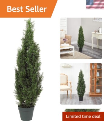 Elegant 4FT Faux Cedar Pine Tree with Bendable Branches for Indoor/Outdoor Decor