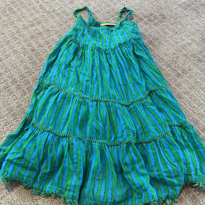 Oliphant Girls Green Striped Sundress Size 4