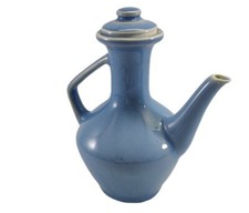 Vintage Pottery Liquor Jug Decanter Ewer Pitcher Blue Glaze