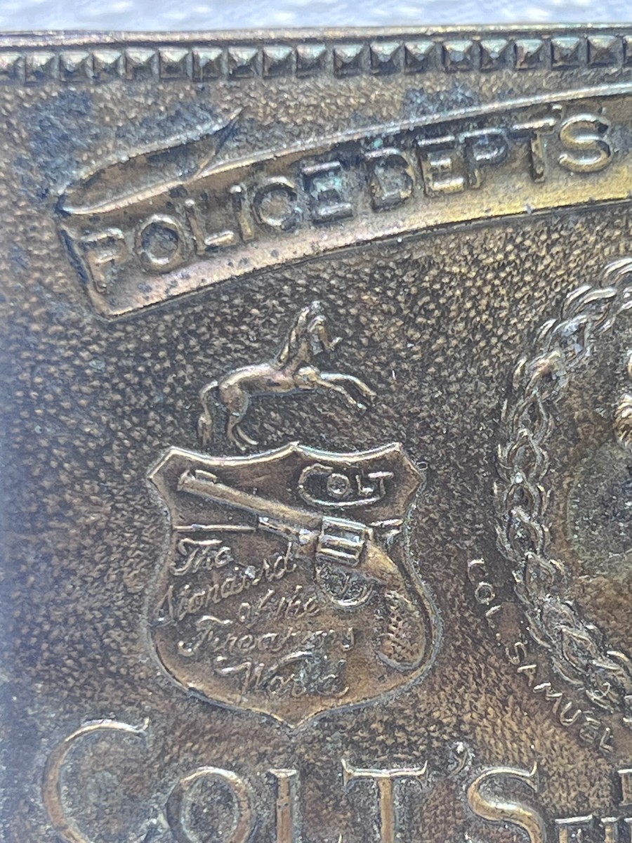 Vtg Police Depts Banks & Express Colt's Mfg Co Belt Buckle Pal Mall London D 156 View 3