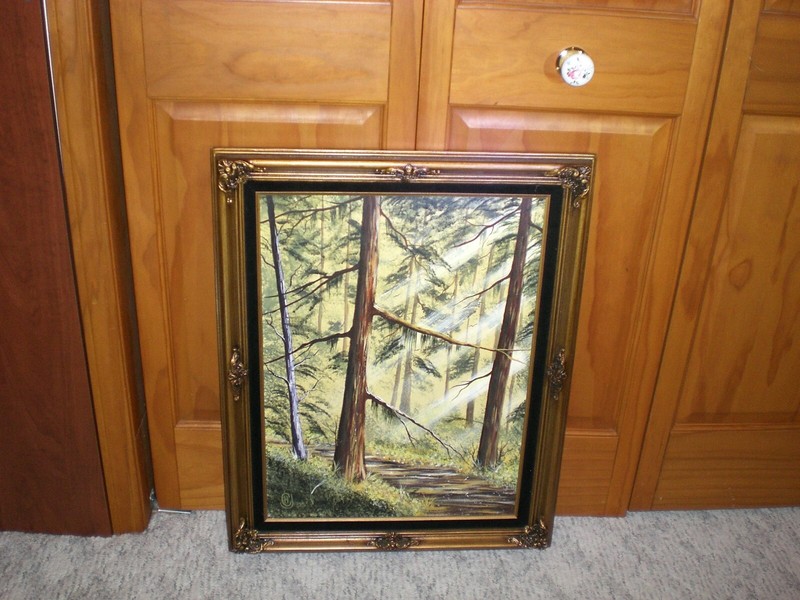 Oil On Canvas Painting Tree / Forest Scene.  30" X 23"  Detailed Wood Frame
