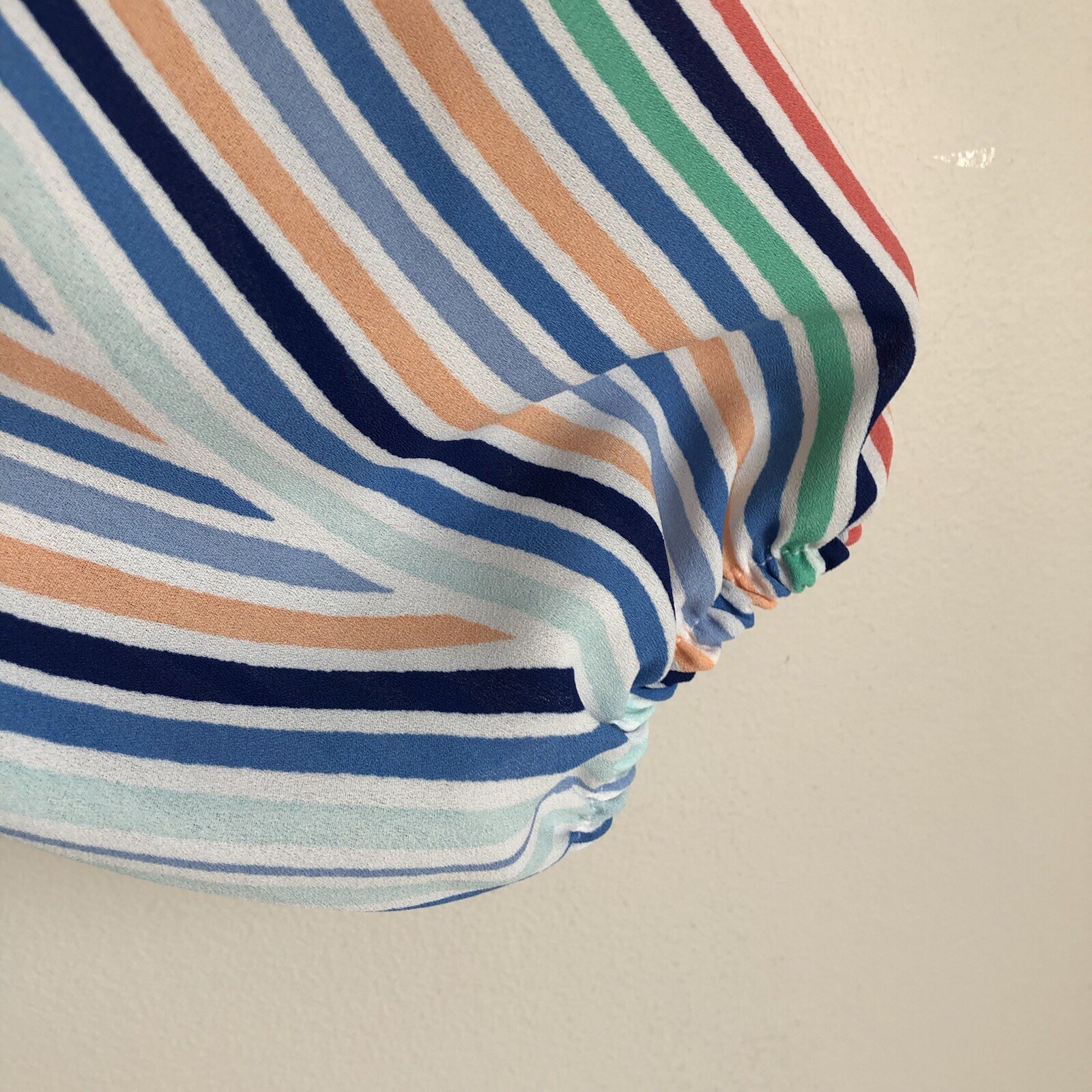 Belle Sky Sz XL Striped Long Sleeve Tie Front Blouse