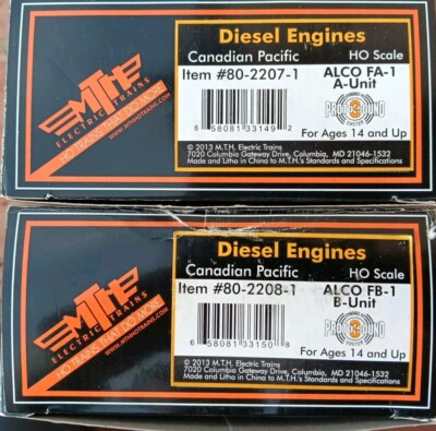 MTH HO Trains Canadian Pacific Alco FA-1 A/B Set Diesel Engine 80-2208-1 Proto 3
