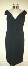 10 Valentino Sleeveless Deep V Button Front Fitted Little Black Dress Stylish