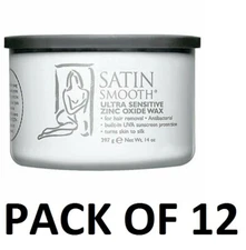 Pack Of 12 - Satin Smooth Ultra Sensitive Zinc Oxide Wax 14 Oz.