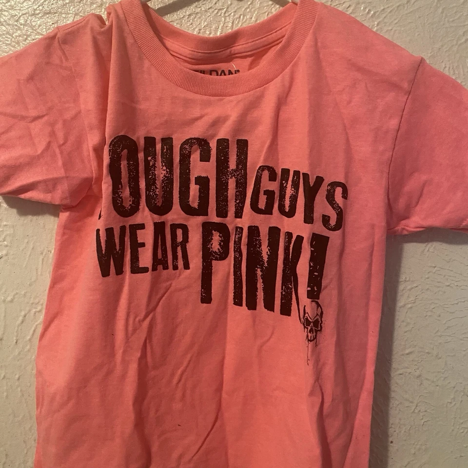 Tough Boys Wear Pink T-shirt Small  Boys Black Skull Christmas Clothing Kids - Image 2 of 4