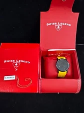 Men's New Swiss Legend SL-20028-BB-01-YEL Silicone Band Tungsten Back NIB