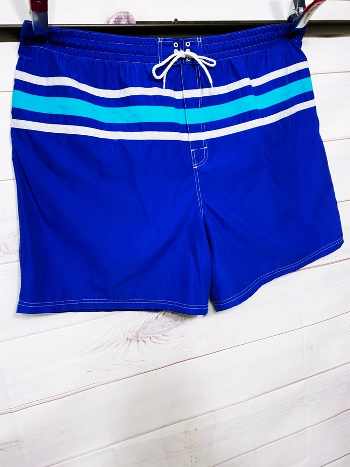 Pantalones cortos de natación Islander para hombre talla 3X forrados azules con cordón Foto 2 de 4