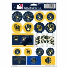 Milwaukee Brewers 5 x 7 Sticker Sheet Free Shipping