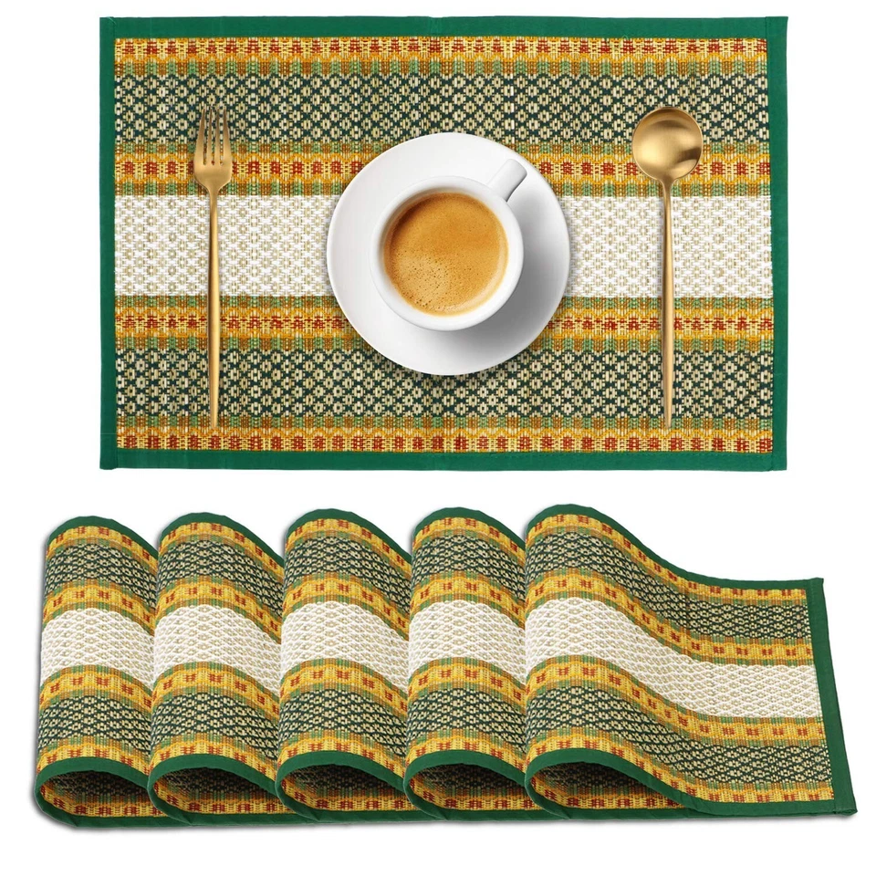 River Grass Heat Resistant Dining Table Mats Green, 12x18 Inches, Set of 6 - Image 2 of 4