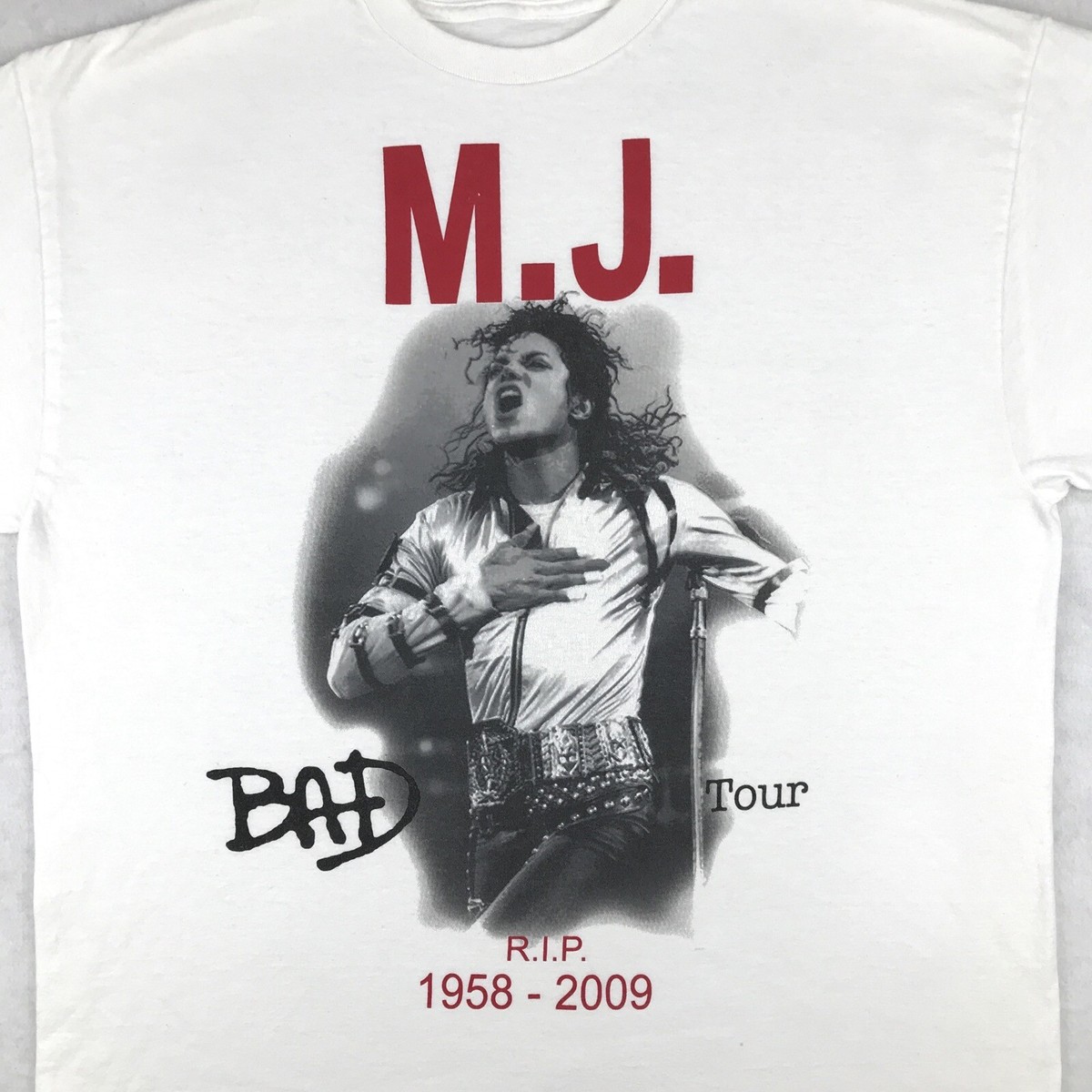 MICHAEL JACKSON RIP 1958-2009 BAD TOUR T-Shirt XL rock pop concert