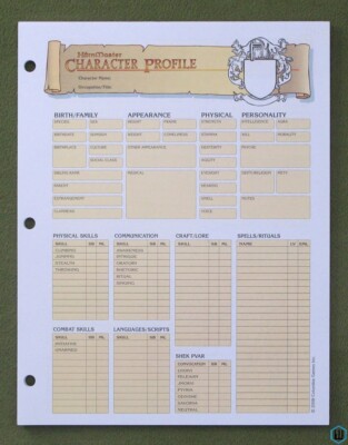 Harnmaster Character Profile (Harn RPG Character Sheets) Columbia Games
