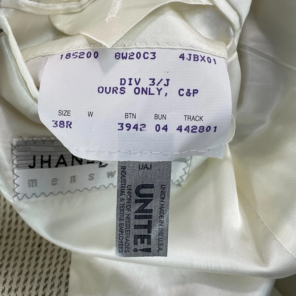 Blazer Abrigo Deportivo Vintage Jhane Barnes Hombre 42R (Etiqueta 38R) Marfil Geométrico Foto 4 de 4
